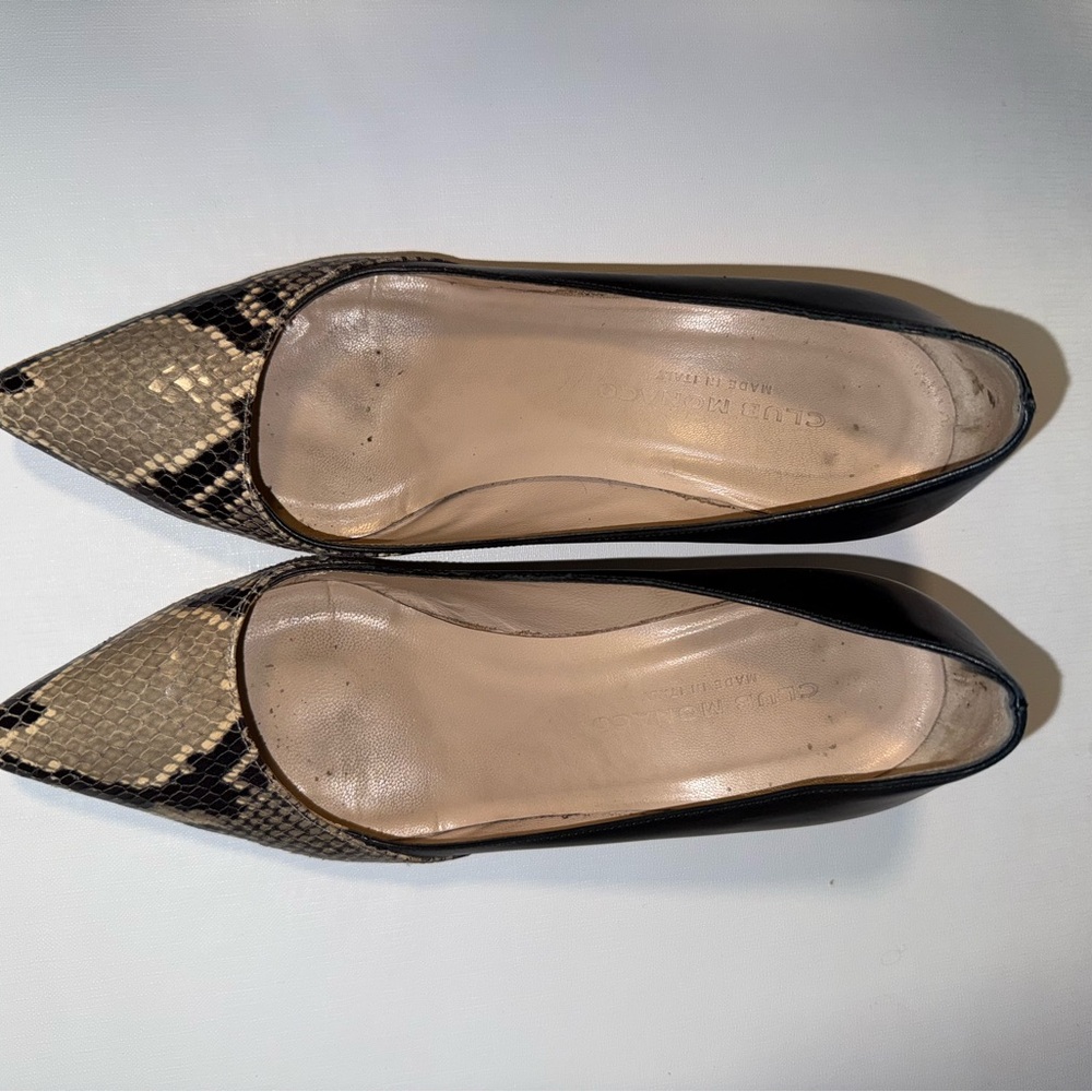 Club Monaco black and snakeskin leather kitten heels - Picture 5 of 7